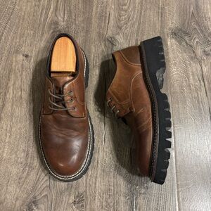 Steve Madden Zylen Brown Leather Oxfords Chunky Sole Thick Stitching Mens Sz 8